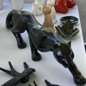 Panthere faience polychromé